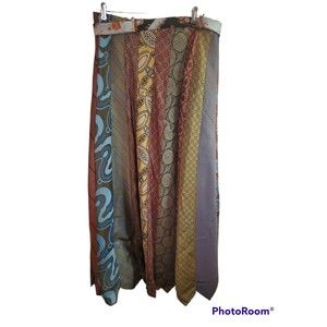 RARE Vintage Handmade NeckTie Skirt (70's). Long, Large Size with Tie Belt